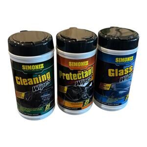 Simoniz Car Cleaning 75 Count Wipes Set: 25 Protectant 25 Glass 25 Cleaning